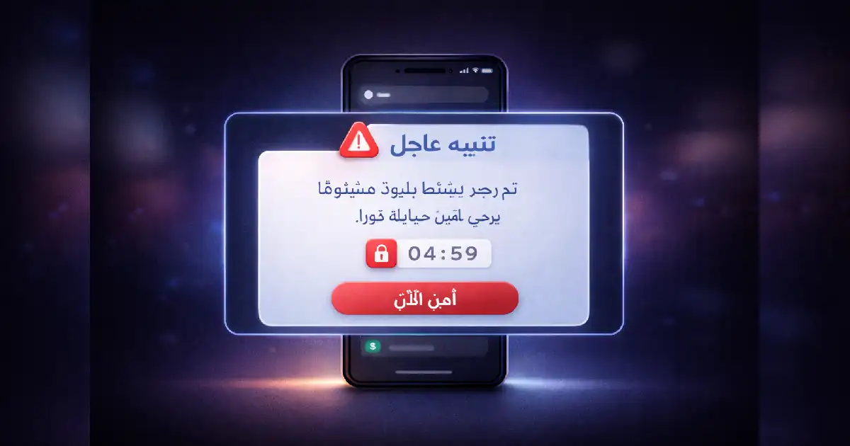 هاتف ذكي يعرض إشعارًا عاجلًا بلون أحمر داخل واجهة حديثة