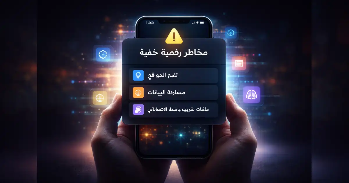 شخص يستخدم هاتفًا ذكيًا مع أنماط بيانات رقمية خافتة في الخلفية