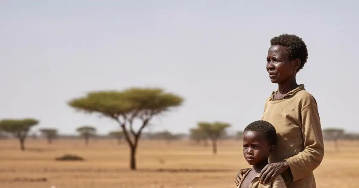 طفل سوداني يعاني من الجوع والنزوح