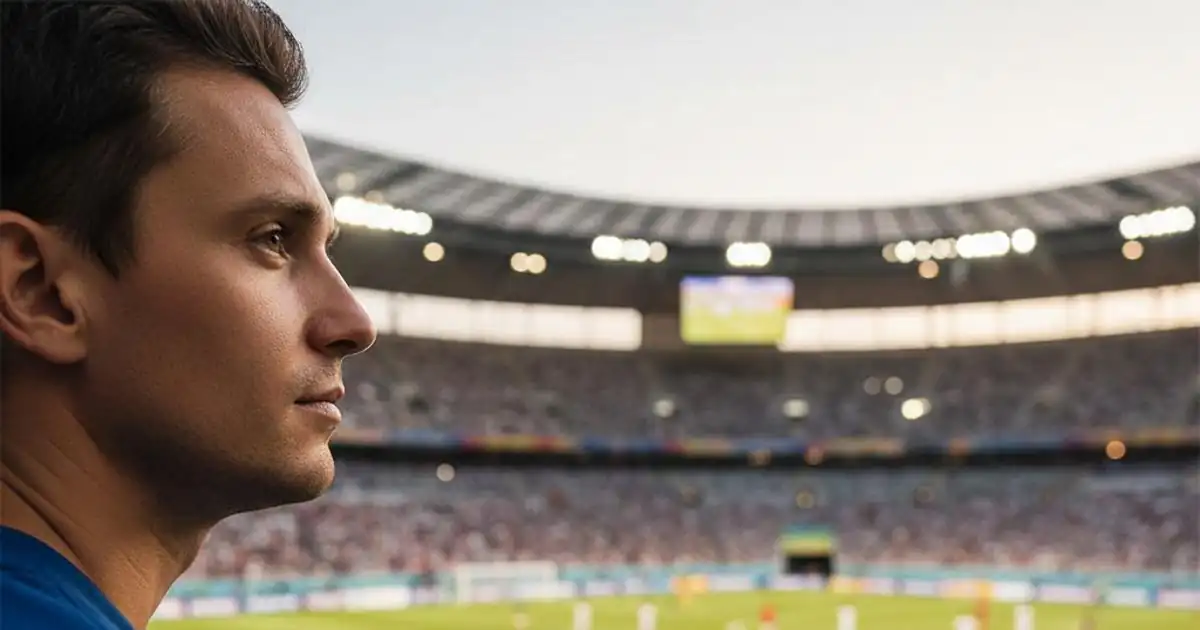 بانر اختبار تاريخ كأس العالم مع جماهير وملعب