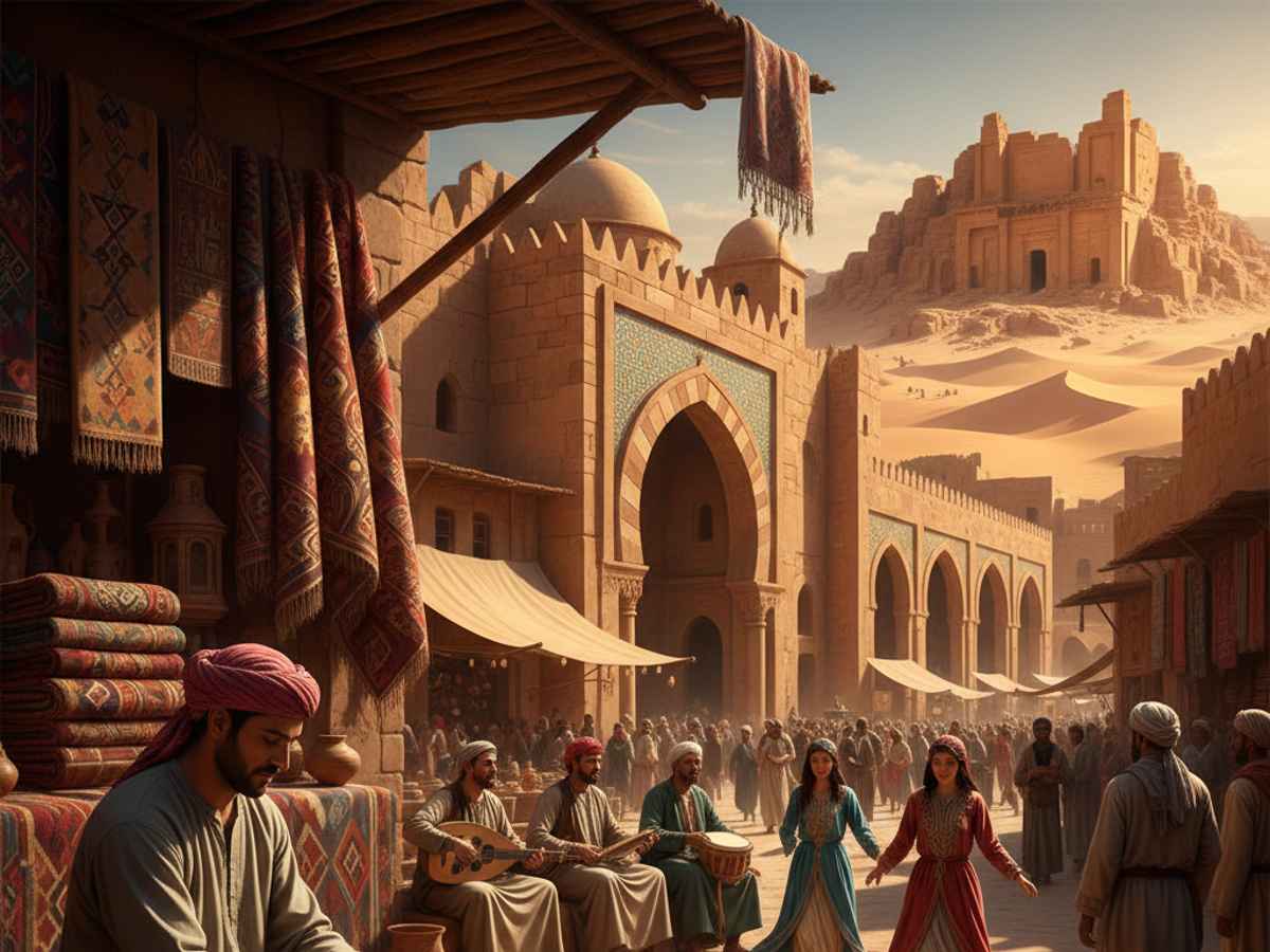 Arab world heritage featuring UNESCO sites, traditional souks, artisans, and historic cities