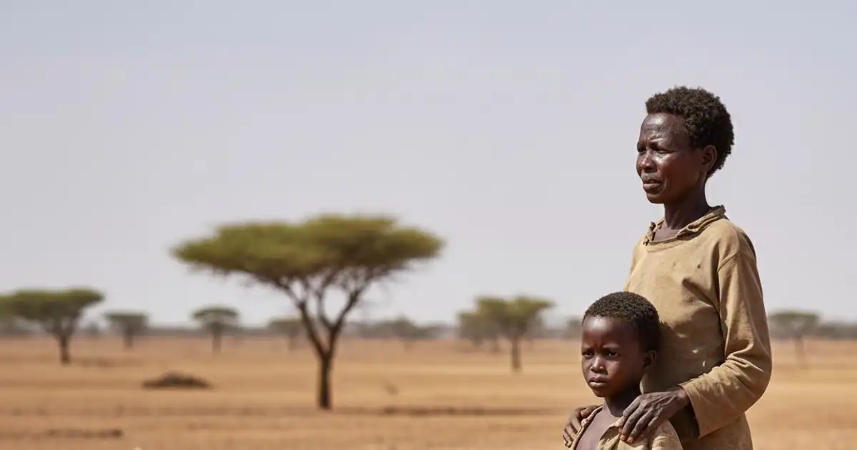 طفل سوداني يعاني من الجوع والنزوح في دارفور